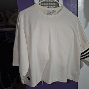 Adidas Off-White Tee with Black Stripes